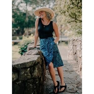 RIPSKIRT Hawaii Length 3‎ Wrap Skirt Rip Skirt Maui Moonlight Blue Floral XXL